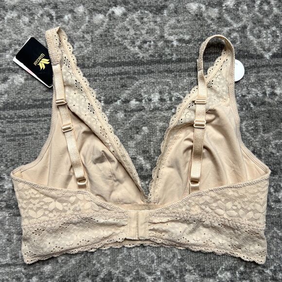 Wacoal NWT Halo Lace Wireless Triangle Bra Bralette Beige Size 40 Style 811205 - Picture 6 of 10